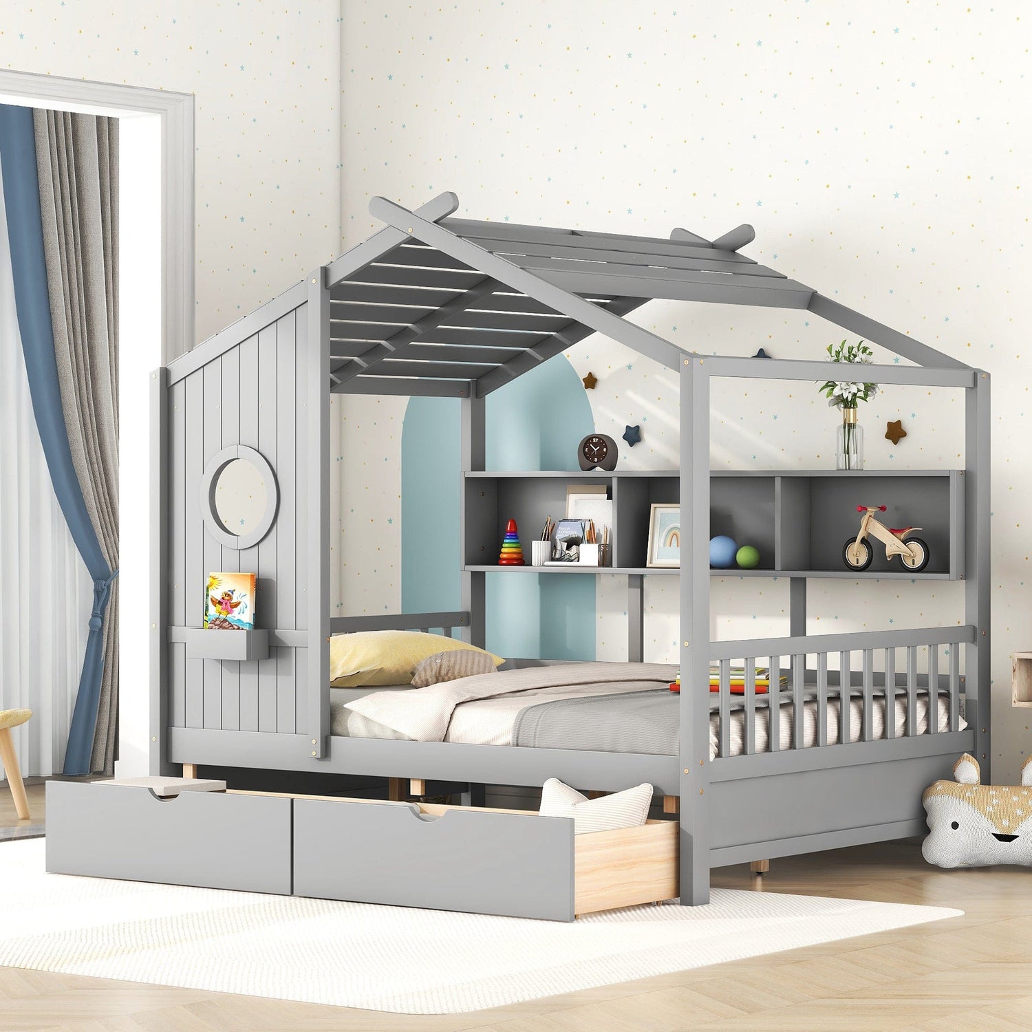 full-size-kids-bed-grey-house-bed