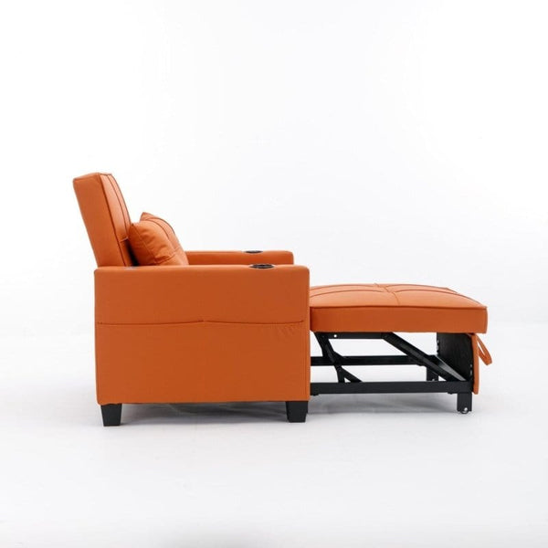 Orange Leather Futon Chair/Bed2Acme