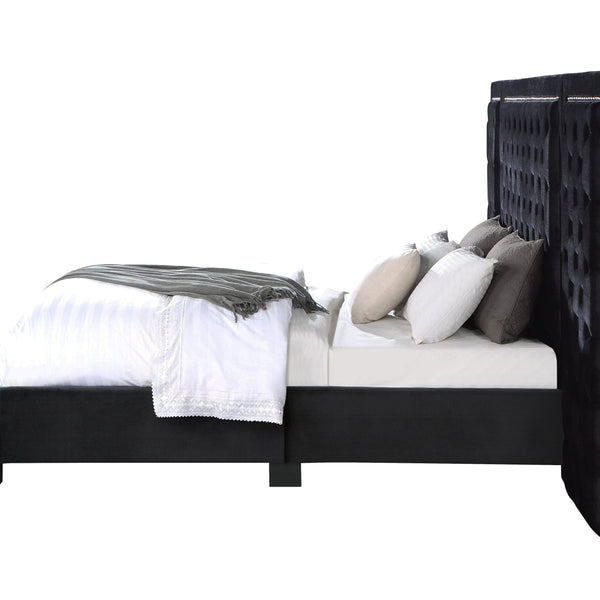 Black Modern Velvet King Upholstered Bed