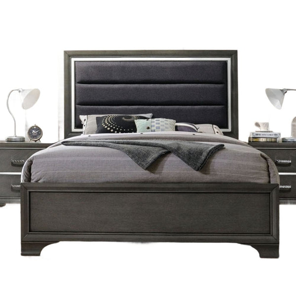 Carine II King Bed in Fabric & Gray Platform bed1Acme