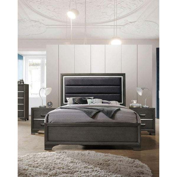 Carine II King Bed in Fabric & Gray Platform bed2Acme