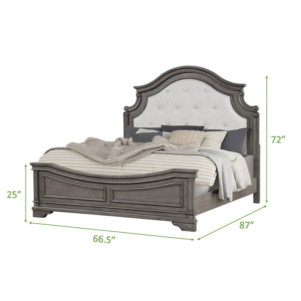 Grace Light Grey & Wood Finish Bed | King Size3Acme