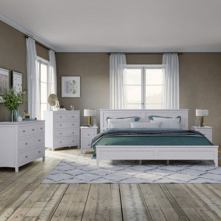 Trexm White Solid Wood King Bedroom Set - 5 Pieces White Solid Wood King Bedroom Set - 5 Pieces Mattress-Xperts-Florida