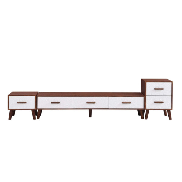 Modern Low TV Stand| White & Natural Wood1U-Can