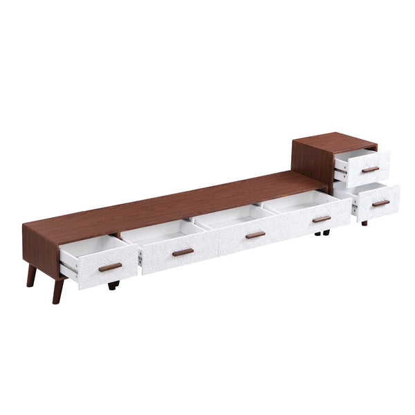 Modern Low TV Stand| White & Natural Wood4U-Can