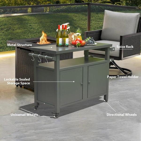 Outdoor Grill Storage Cabinet with Wheels
