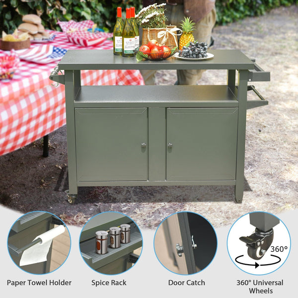 Outdoor Grill Storage Cabinet with Wheels