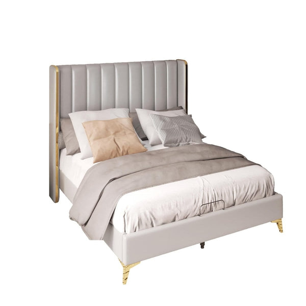 Grey Upholstered Platform Bed - Tall Foot Design1mattress xperts