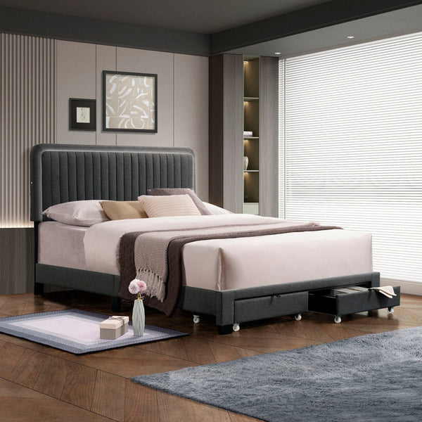 Dark Grey Upholstered Bed | Queen Size2Homemax Furniture