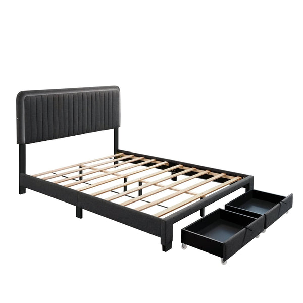 Dark Grey Upholstered Bed | Queen Size5Homemax Furniture
