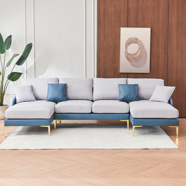 Modern large Sectional Sofa | Blue and Grey1Ustyle