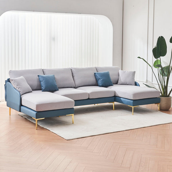 Modern large Sectional Sofa | Blue and Grey2Ustyle