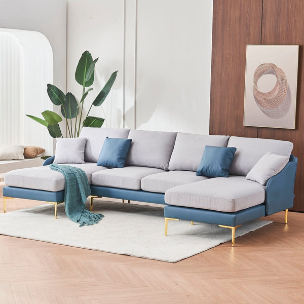 Modern large Sectional Sofa | Blue and Grey3Ustyle