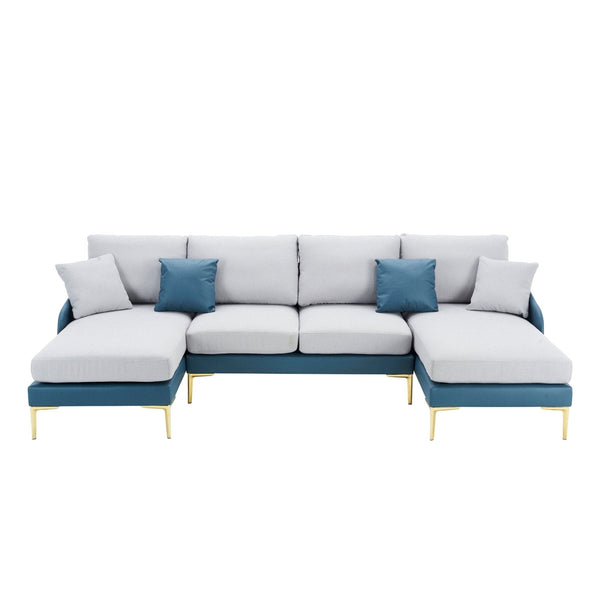 Modern large Sectional Sofa | Blue and Grey6Ustyle