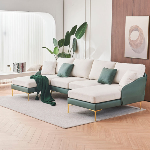 Modern large Sectional Sofa | White/Green3Ustyle