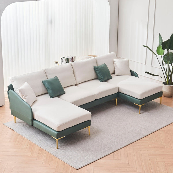 Modern large Sectional Sofa | White/Green4Ustyle