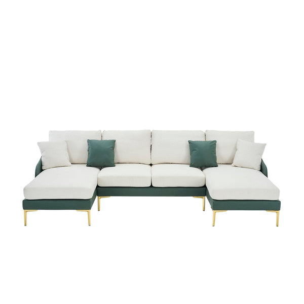 Modern large Sectional Sofa | White/Green6Ustyle