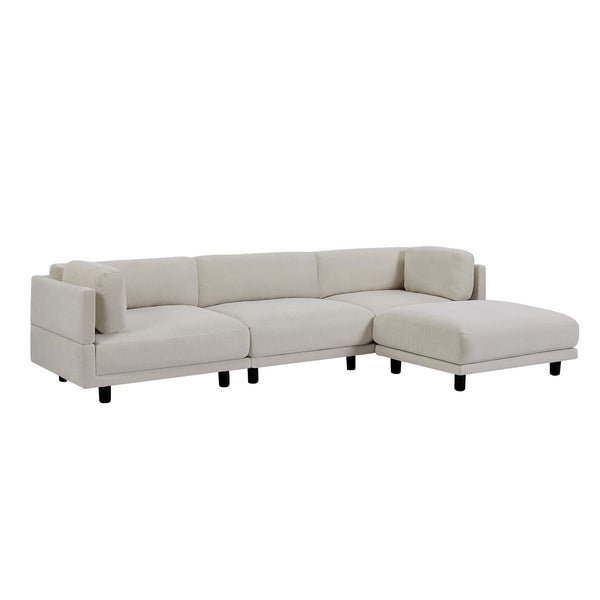 Modern L Shaped Beige Sofa with Chaise3Ustyle