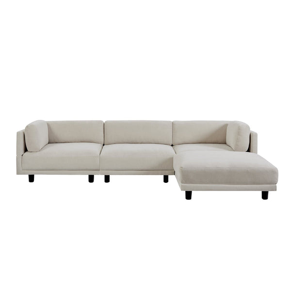 Modern L Shaped Beige Sofa with Chaise4Ustyle