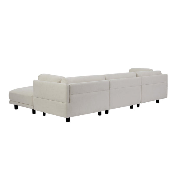 Modern L Shaped Beige Sofa with Chaise6Ustyle