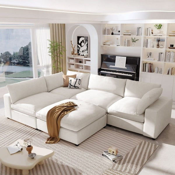 Oversized Modular Sofa with Removable Ottoman2Ustyle