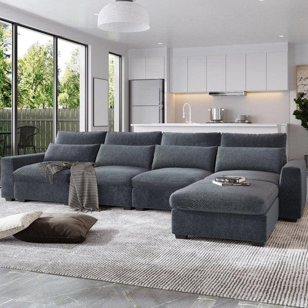 Sectional Sofa Large L-Shape Feather Filled Seating3Ustyle