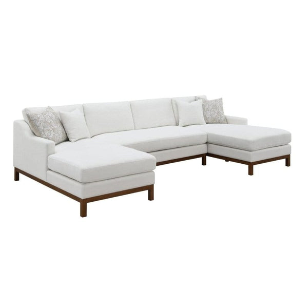 Acme Valiant Sectional Sofa w/4 Pillows, Ivory Chenille Chenille Sectional Sofa | Comfortable and Stylish  Mattress-Xperts-Florida