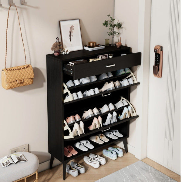 Black Shoe Cabinet Display Shelf9On-Trend