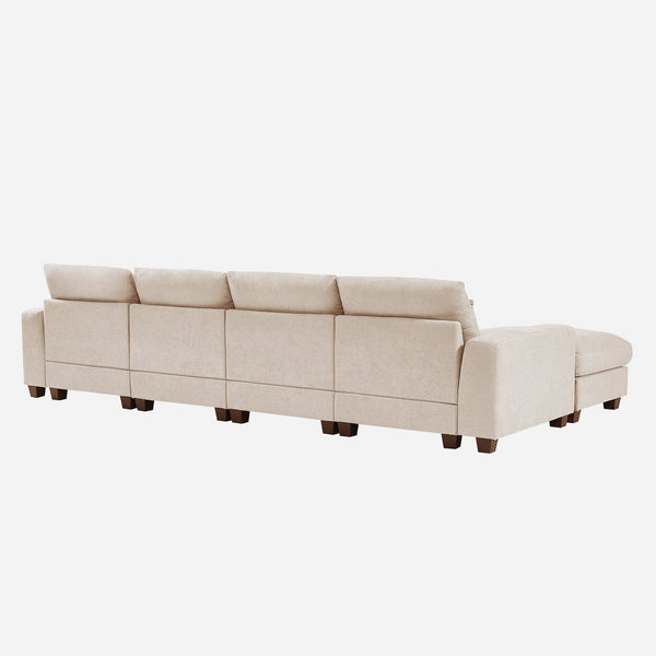 Beige L-Shaped Sofa with Down-Filled Seating2Ustyle