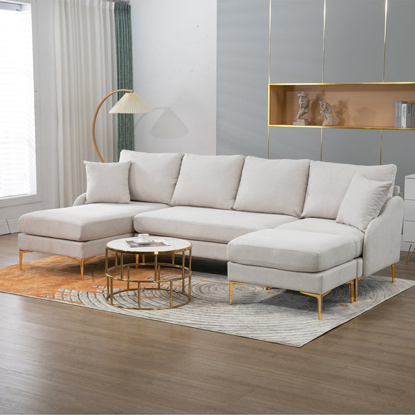 Beige Sofa Sectional | U-Shaped Convertible Seating2HOME OEING Store Store