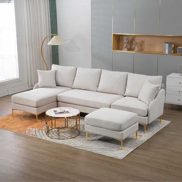 Beige Sofa Sectional | U-Shaped Convertible Seating5HOME OEING Store Store