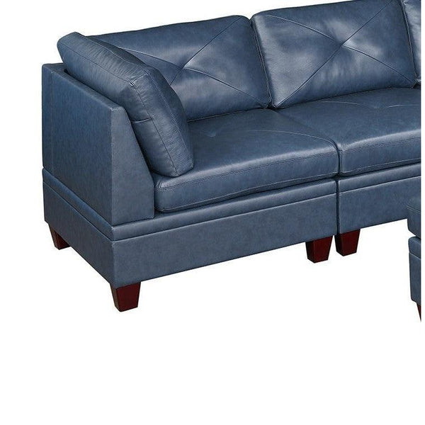 Blue Genuine Leather Sofa & Ottoman Set | 7 Pcs4mattress xperts
