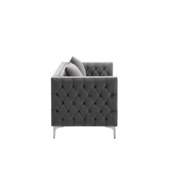 Boujee Grey Velvet Modern Sofa & Love Seat Duo3Acme