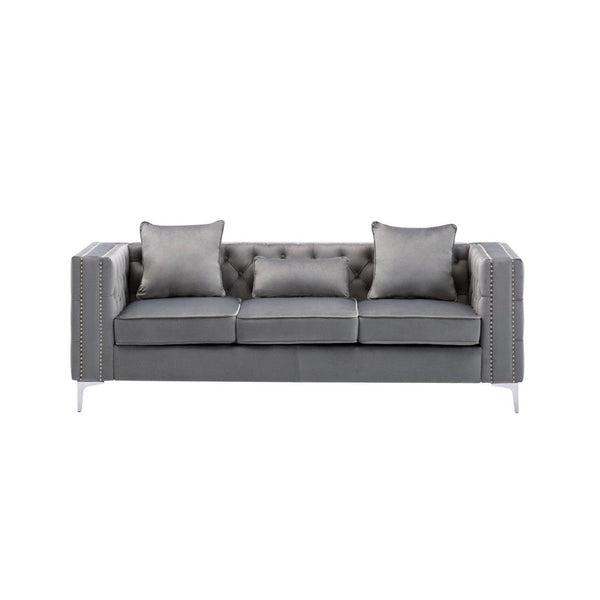 Boujee Grey Velvet Modern Sofa & Love Seat Duo4Acme