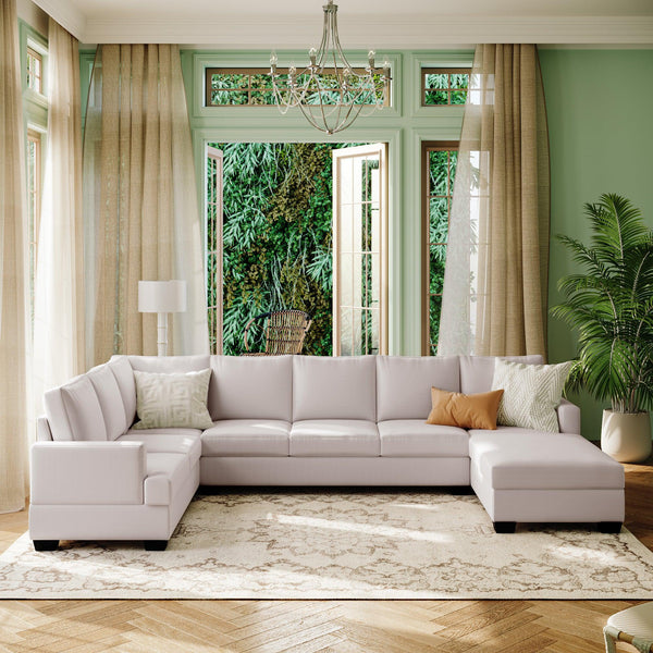 Large Upholstered U-Shape Sectional Sofa2Ustyle