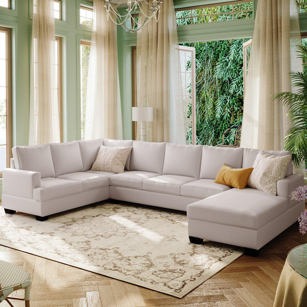 Large Upholstered U-Shape Sectional Sofa3Ustyle