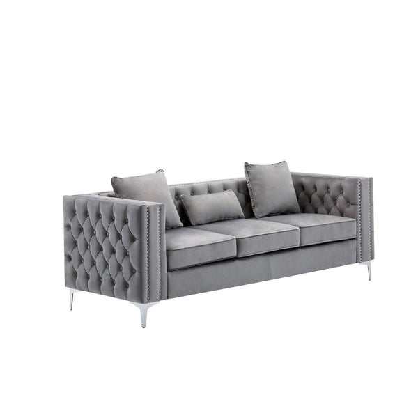 Gray Velvet Sofa Loveseat and Chair -2Mattress Xperts
