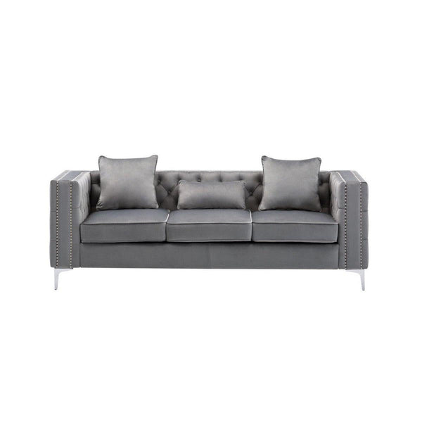 Gray Velvet Sofa Loveseat and Chair -1Mattress Xperts