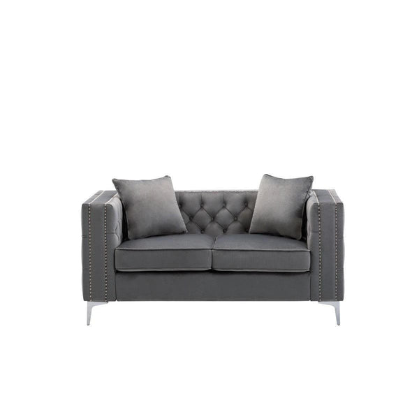 Gray Velvet Sofa Loveseat and Chair -5Mattress Xperts