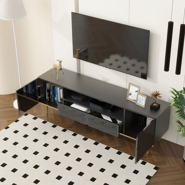 Black Large TV Stand- Fits 70 Inch Screens3Homemax Furniture