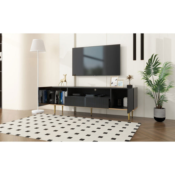 Black Large TV Stand- Fits 70 Inch Screens5Homemax Furniture