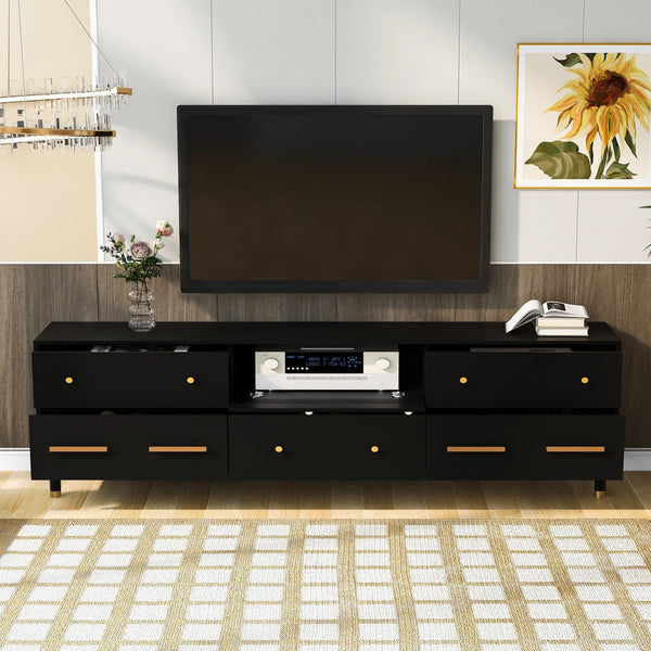 Black Low Modern Style TV Console3U-Can