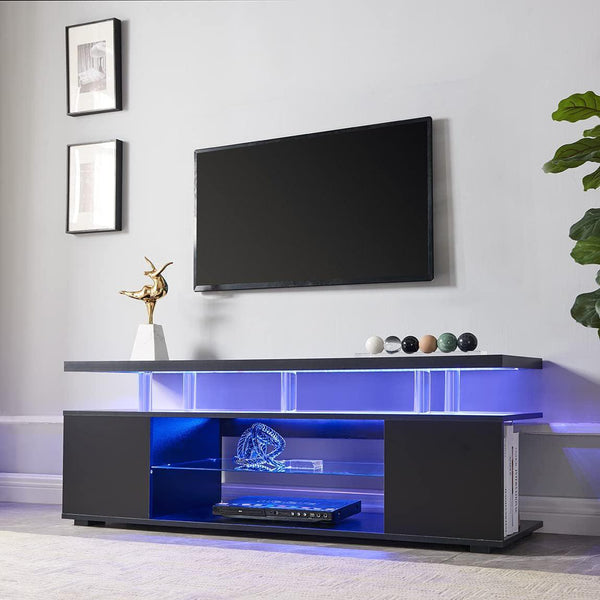 Black Modern TV Media Console5Homemax Furniture