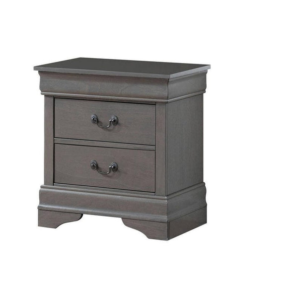 1pc Solid Wood Grey Nightstand