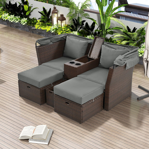 2-Seater Outdoor Patio Daybed - Grey