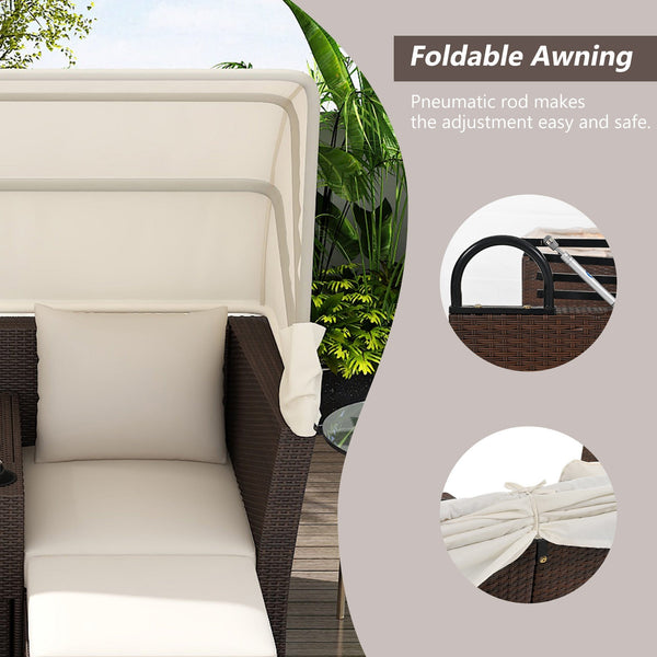 2-Seater Outdoor Patio Daybed - White