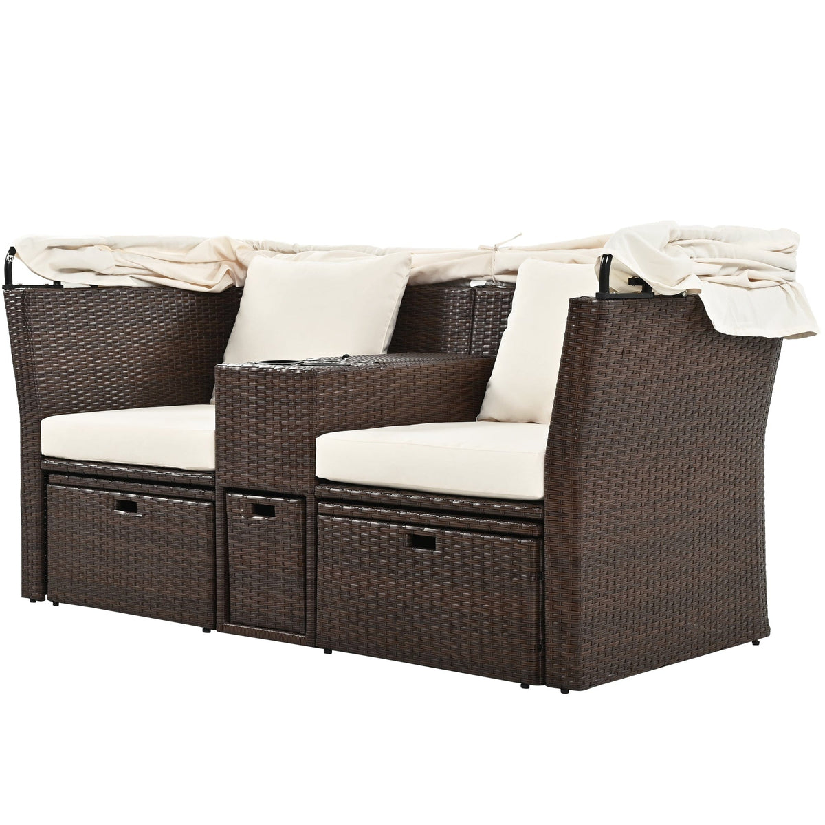 Acme 2-Seater Outdoor Patio Daybed - White Mattress-Xperts-Florida