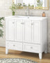 MRS 36''White Bathroom Vanity 36''White Bathroom Vanity Solid Wood with Resin Sink Mattress-Xperts-Florida