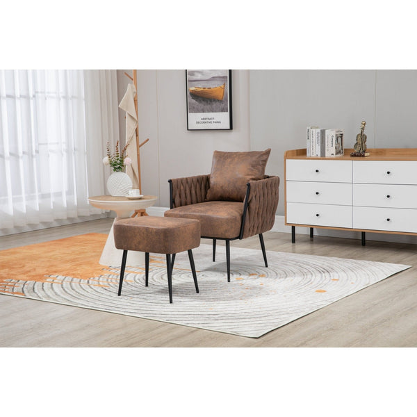 Brown Accent Leisure Chair with Ottoman4coolmore