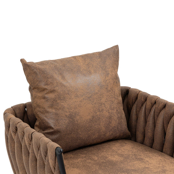 Brown Accent Leisure Chair with Ottoman5coolmore